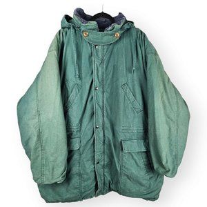 VTG Oshkosh B'Gosh Mens 3XL (54-56) Coat Green Faded Hooded Full Zip READ